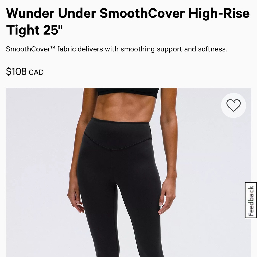 Lululemon Wonder Under smooth pants size 6 25” black